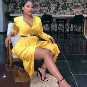 NWT ZARA Wrinkled Look Pleated Midi Dress, Mustard, Size M